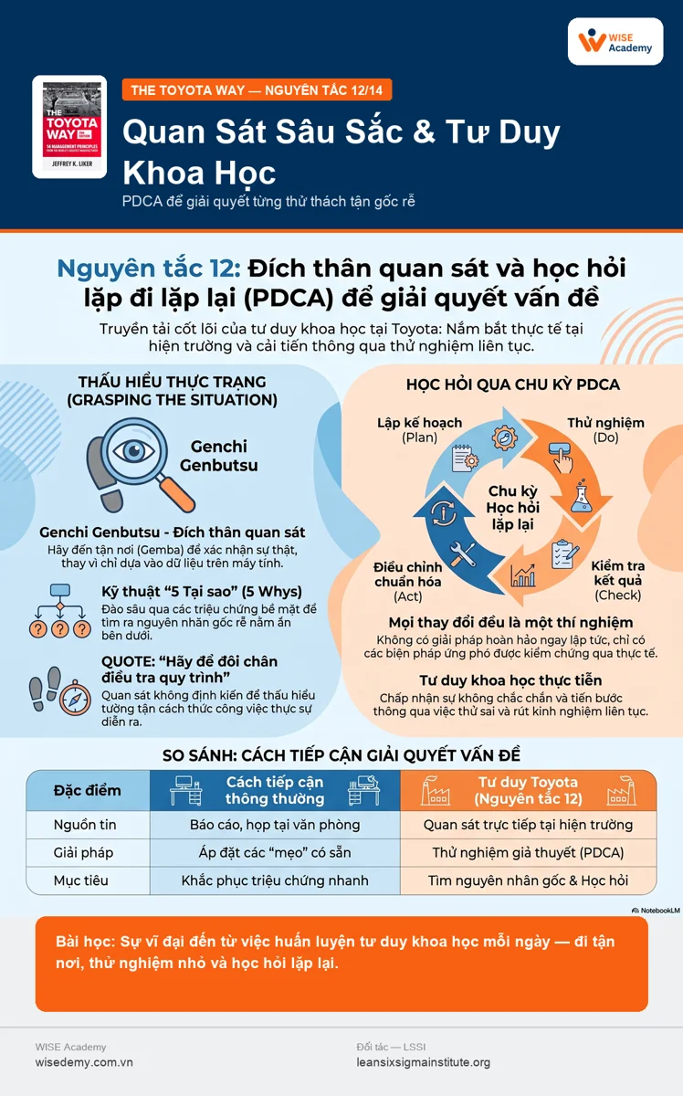The Toyota Way (12/15): Quan sát sâu sắc và học hỏi lặp đi lặp lại (PDCA) để giải quyết từng thử thách