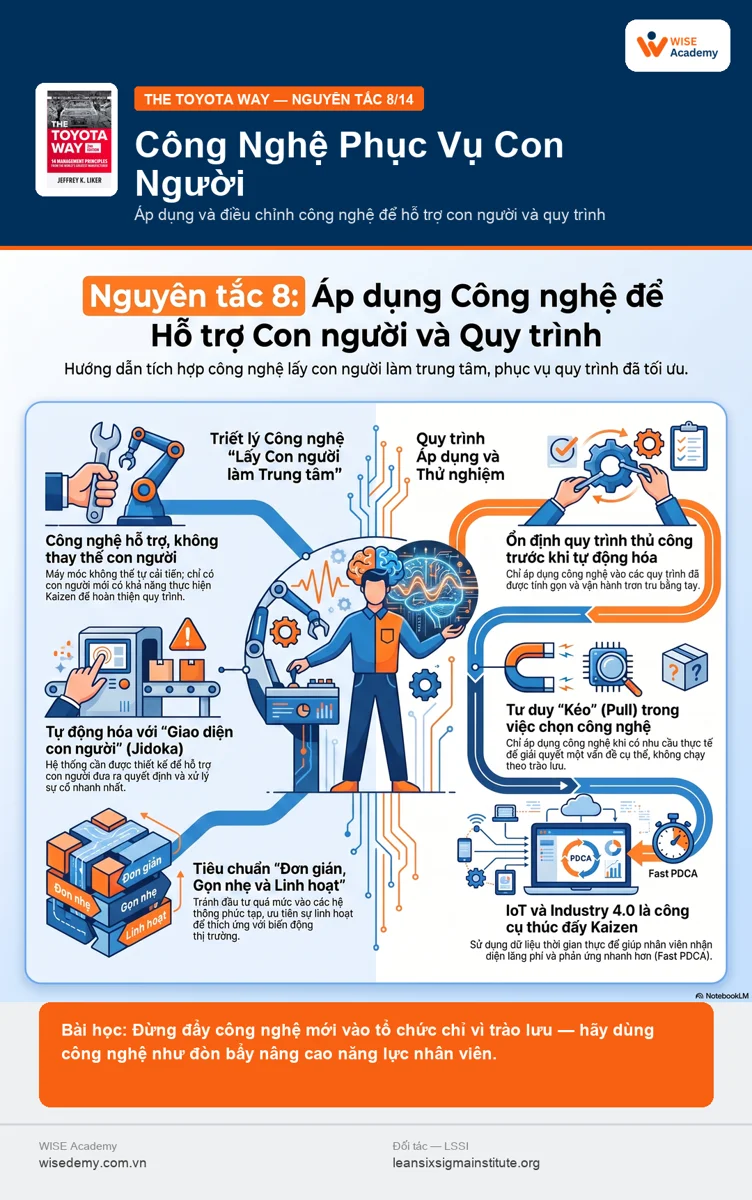 The Toyota Way (8/15): Áp dụng và điều chỉnh công nghệ nhằm hỗ trợ con người và quy trình